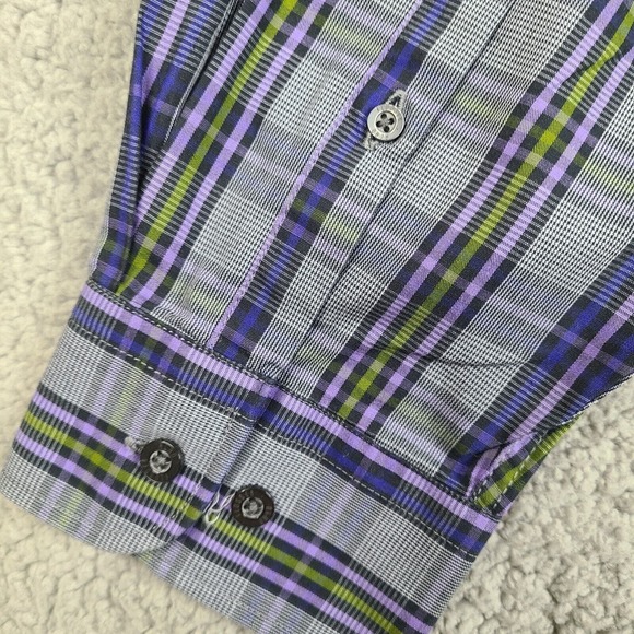 Alan Flusser Shirt Mens XL Purple Long Sleeve Button Down Cotton - Picture 9 of 14